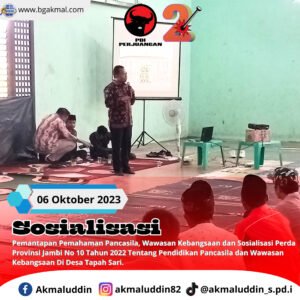 Sosialisasi Pendidikan Pancasila Dan Wawasan Kebangsaan Di Desa Tapah Sari.